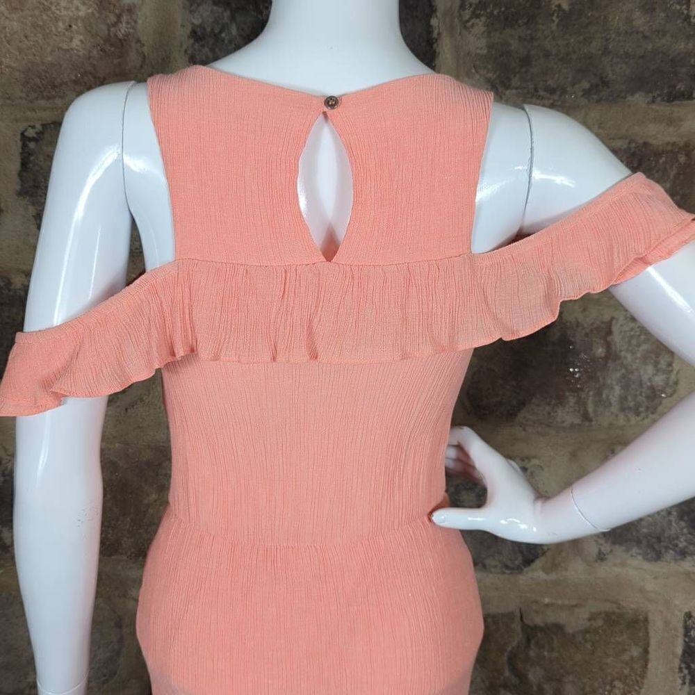 EVERLY Dress Woman's Small Light Pink Cold Shoulder Ruffled Crinkle Keyhole‎ - Picture 6 of 10